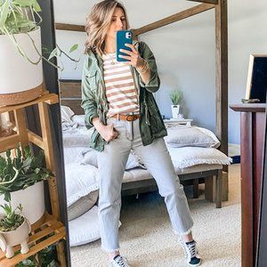 LOFT "The Straight Crop" Jean in Pure Grey Wash, size 4